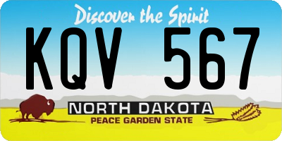 ND license plate KQV567