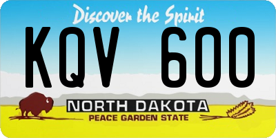 ND license plate KQV600