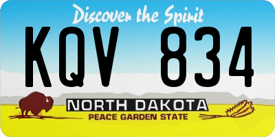 ND license plate KQV834