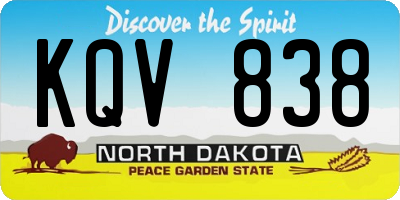 ND license plate KQV838