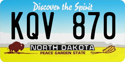 ND license plate KQV870