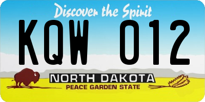 ND license plate KQW012