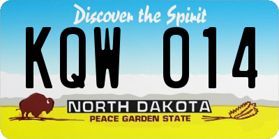 ND license plate KQW014