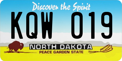 ND license plate KQW019