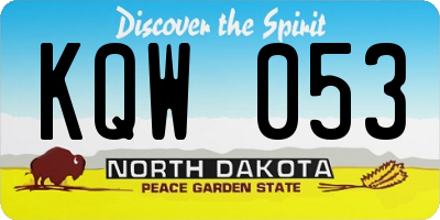 ND license plate KQW053