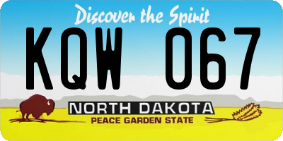 ND license plate KQW067