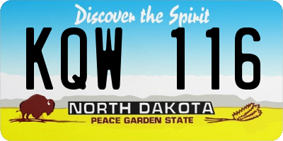 ND license plate KQW116