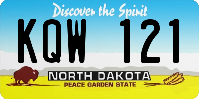 ND license plate KQW121