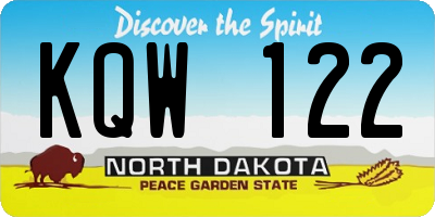 ND license plate KQW122