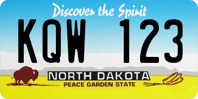 ND license plate KQW123