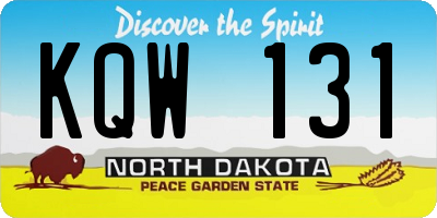 ND license plate KQW131