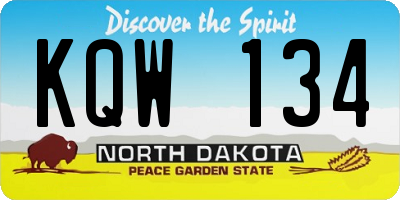 ND license plate KQW134