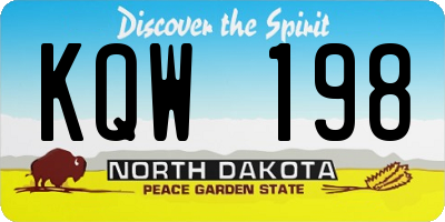 ND license plate KQW198