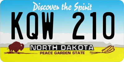 ND license plate KQW210