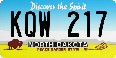 ND license plate KQW217