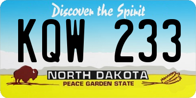 ND license plate KQW233