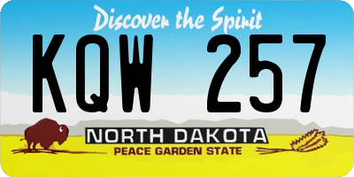 ND license plate KQW257