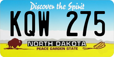 ND license plate KQW275