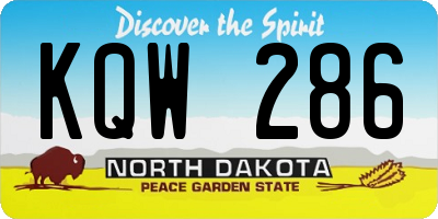 ND license plate KQW286