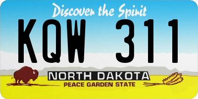 ND license plate KQW311