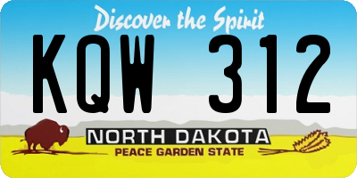 ND license plate KQW312