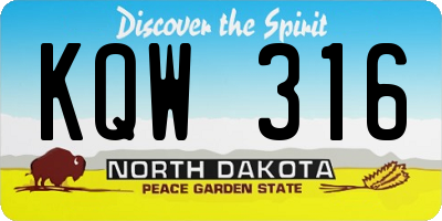 ND license plate KQW316