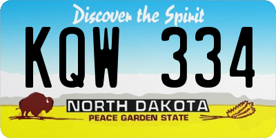 ND license plate KQW334