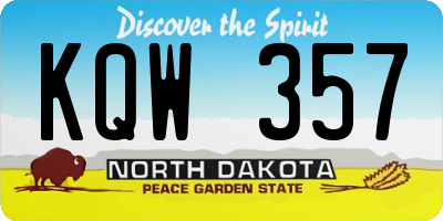 ND license plate KQW357