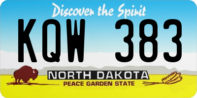 ND license plate KQW383