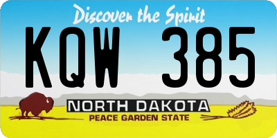 ND license plate KQW385