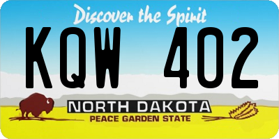 ND license plate KQW402