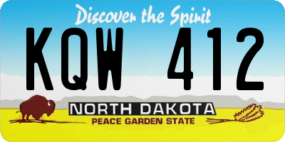 ND license plate KQW412