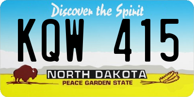 ND license plate KQW415