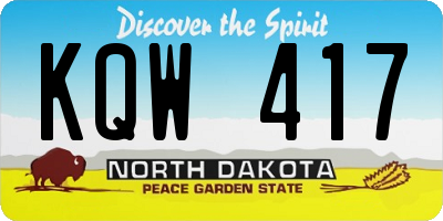 ND license plate KQW417