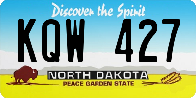 ND license plate KQW427