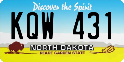 ND license plate KQW431