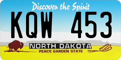 ND license plate KQW453