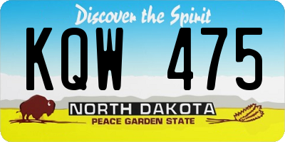 ND license plate KQW475