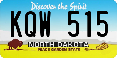 ND license plate KQW515