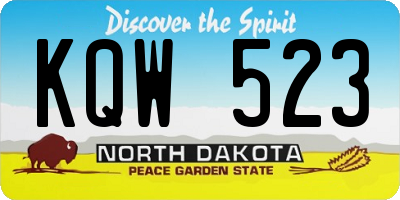 ND license plate KQW523
