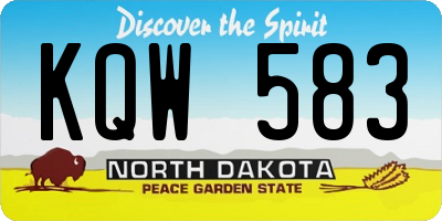 ND license plate KQW583