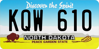 ND license plate KQW610