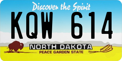 ND license plate KQW614