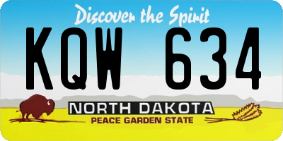 ND license plate KQW634