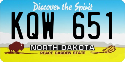 ND license plate KQW651