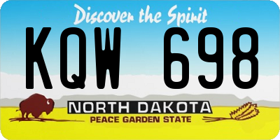 ND license plate KQW698