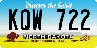 ND license plate KQW722