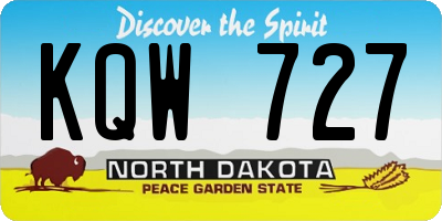 ND license plate KQW727