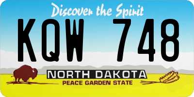 ND license plate KQW748