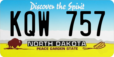 ND license plate KQW757